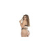 Soutien-gorge, string et jupe, grande taille, résille Chair/Noire 